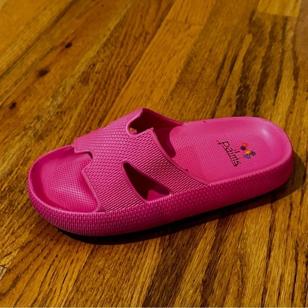 Kids Pink Slide Sandals palms pink size 34